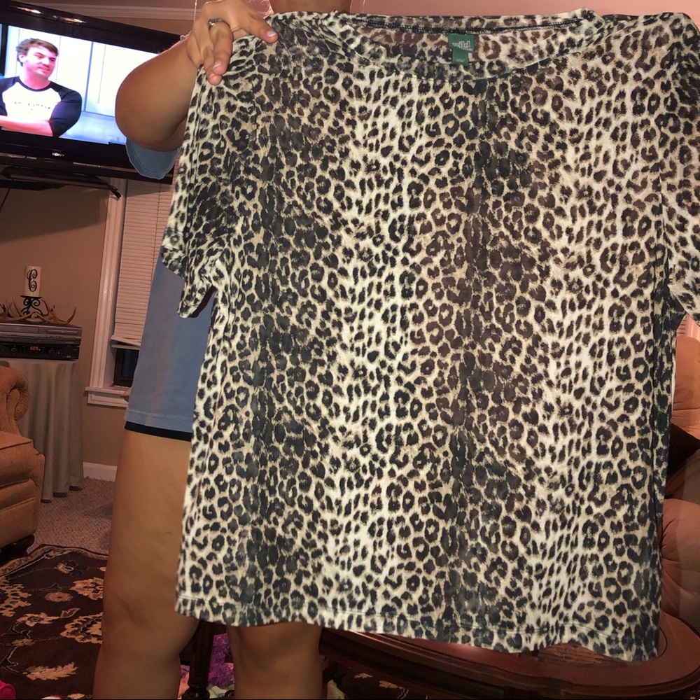 Wild Fable mesh cheetah print top
